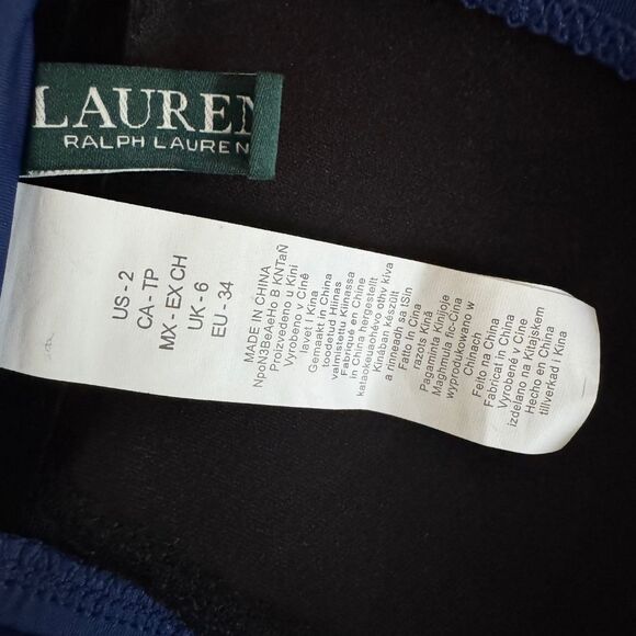 LAUREN RALPH LAUREN Bel Aire Bandeau Halter Bikini Top High-Waist Bottom Navy XS - Picture 9 of 9